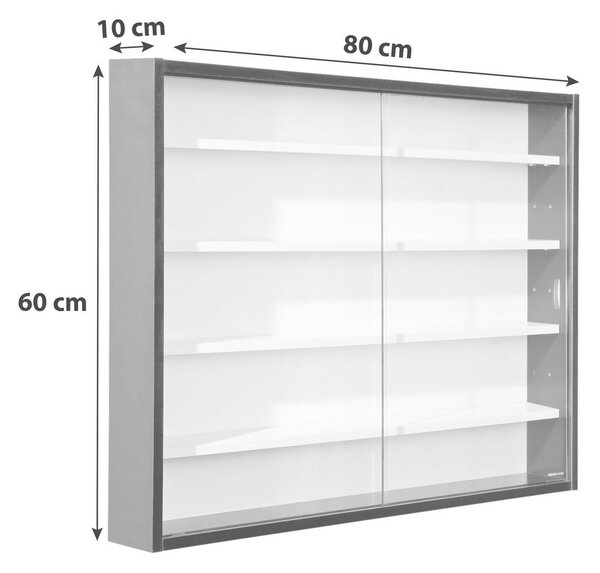 VISEČA VITRINA, črna, bela