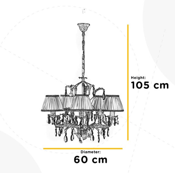 KRISTALNA VISEČA SVETILKA 60/60/105 cm E14
