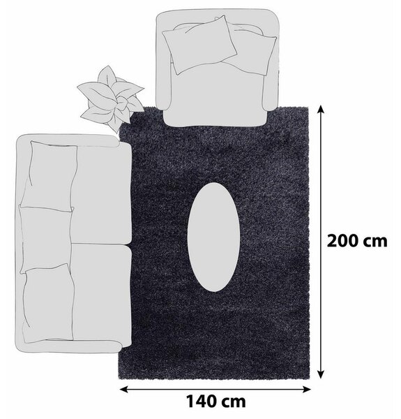 PREPROGA Z VISOKIM FLOROM Fluffy 3500 Athrazit 140/200 cm tkano antracit