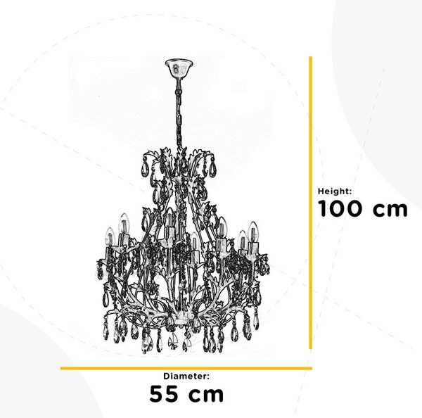 KRISTALNA VISEČA SVETILKA 55/100 cm E14