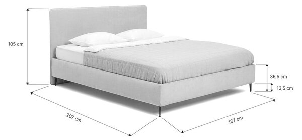 Modra oblazinjena zakonska postelja z letvenim dnom 160x200 cm Noira Slim – Bonami Selection