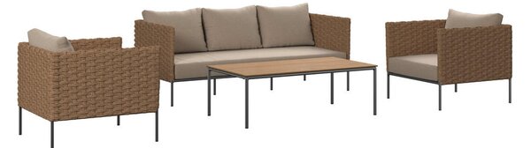 LOUNGE GARNITURA akacija v celoti masivno jeklo