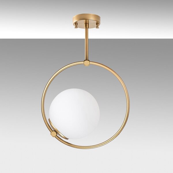 Bela/medeninasta stropna svetilka s steklenim senčilom 39x26 cm Dolunay – Opviq lights