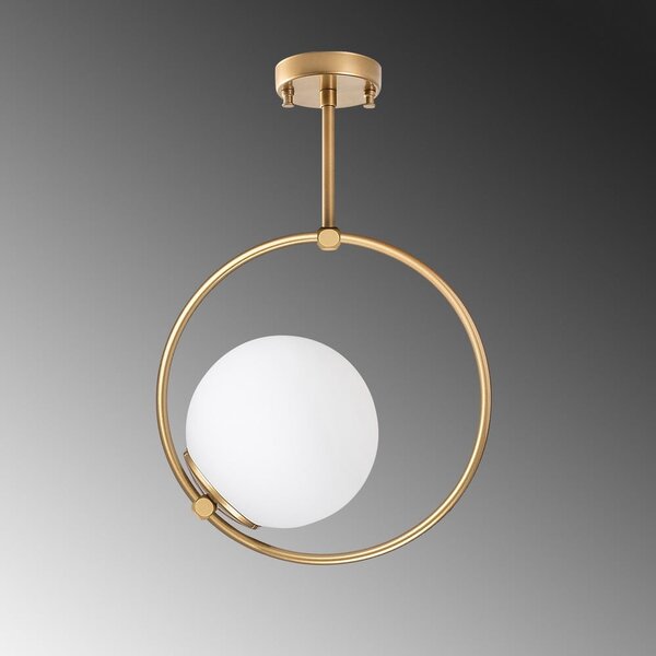 Bela/medeninasta stropna svetilka s steklenim senčilom 39x26 cm Dolunay – Opviq lights