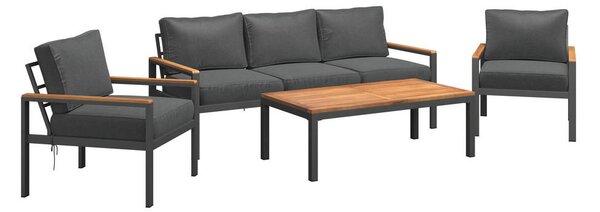 LOUNGE GARNITURA akacija v celoti masivno aluminij