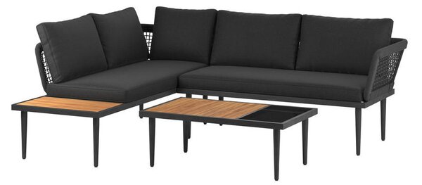 LOUNGE GARNITURA akacija v celoti masivno ogljikovo jeklo