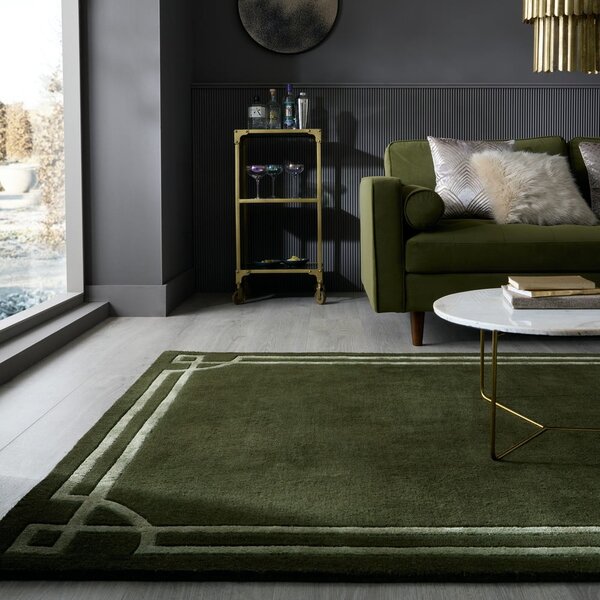Temno zelena ročno tkana volnena preproga 160x230 cm Gatsby – Flair Rugs