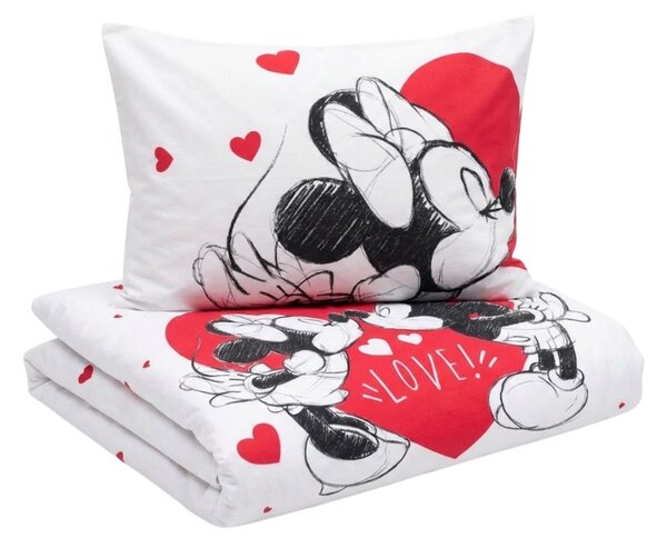 Otroška bombažna posteljnina MICKEY & MINNIE LOVE bela Dimenzije posteljnine: 70 x 90 cm | 140 x 200 cm