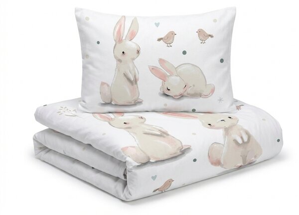 Bombažna posteljnina za posteljico BUNNIES bela Dimenzije posteljnine: 40 x 60 cm | 100 x 135 cm