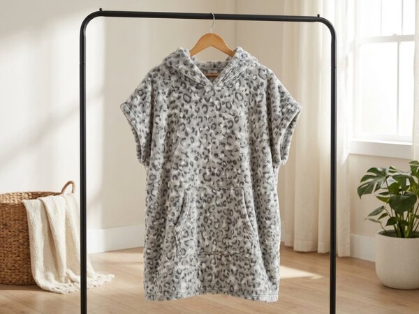 Odeja z imitacijo ovčje volne brez rokavov LEOPARD, siva