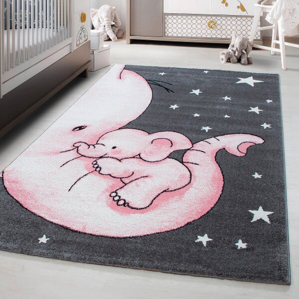 OTROŠKA PREPROGA Kids 560 80/150 cm tkano siva, bela, pink