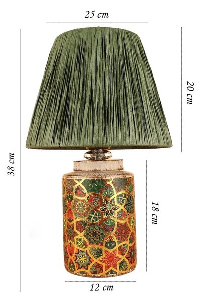 Zelena namizna svetilka s senčilom iz papirnatega prepleta (višina 38 cm) Alev – Opviq lights