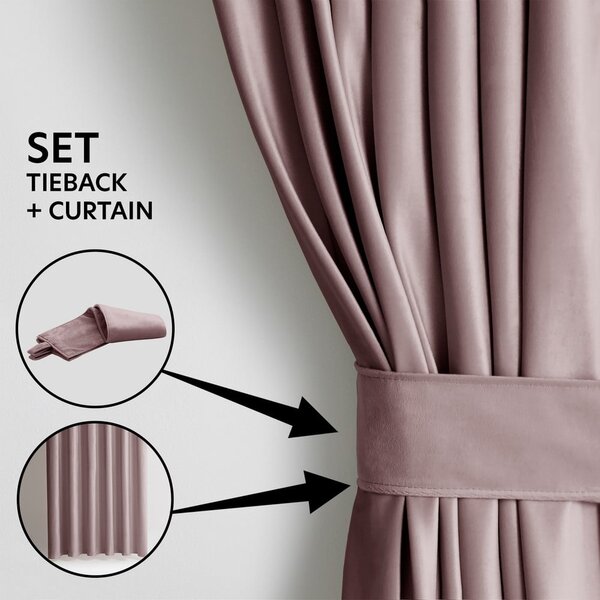 Svetlo rjava žametna zavesa za delno zatemnitev 140x245 cm Pleat – Restilo