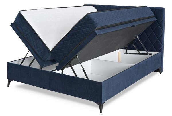 POSTELJA Z VZMETNICO 164 cm x 200 cm , les, tekstil, leseni material modra