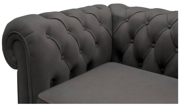 CHESTERFIELD ZOFA, temno siva tekstil