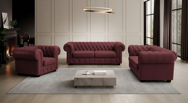 CHESTERFIELD ZOFA, bordo tekstil