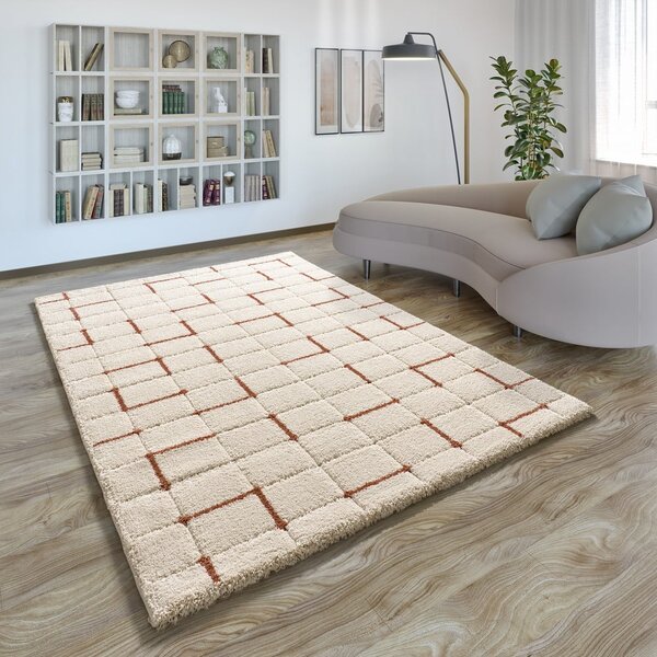 Opečnato oranžno-kremno bela preproga 133x190 cm Brenda – Universal