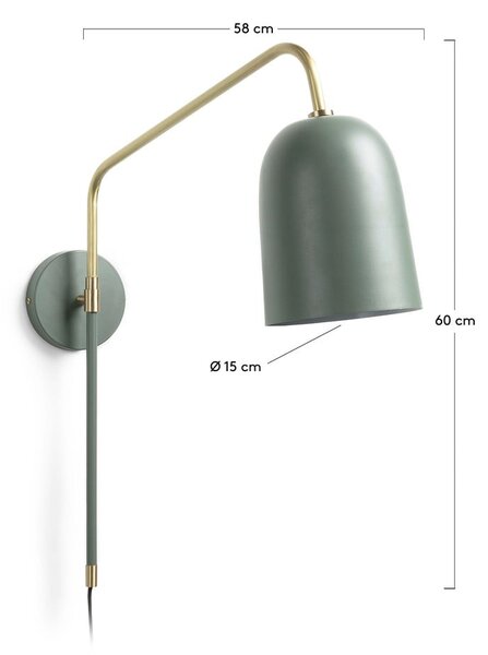 Zelena stenska svetilka ø 15 cm Audrie – Kave Home