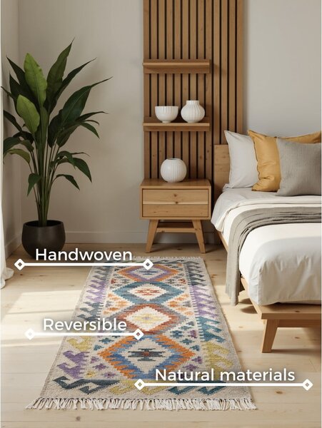 Obojestranski ročno tkan volnen tekač 60x190 cm Kamal Oasis – Nouristan