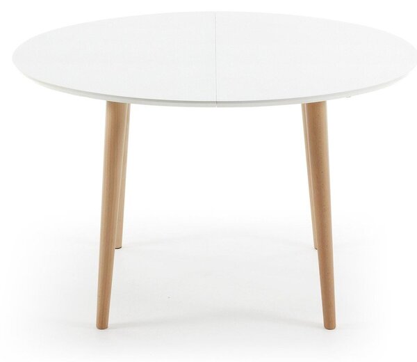 Raztegljiva jedilna miza z belo mizno ploščo 90x120 cm Oqui – Kave Home
