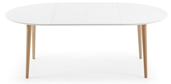 Raztegljiva jedilna miza z belo mizno ploščo 90x120 cm Oqui – Kave Home