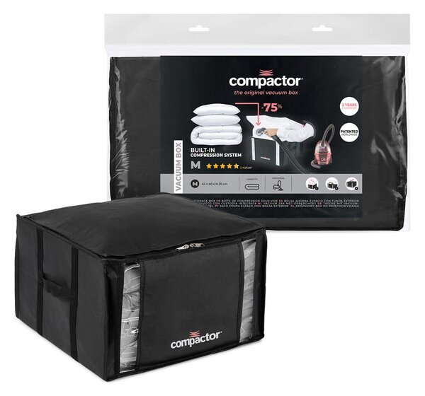 Črna škatla za shranjevanje oblačil Compactor XXL Black Edition 3D Medium, 125 l