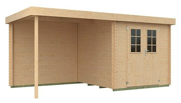Kiehnholz Vrtna hiška Eco-Lounge (Zunanje dimenzije vključno s strešnim previsom (Š x G): 454 x 230 cm, Les, Rjava)