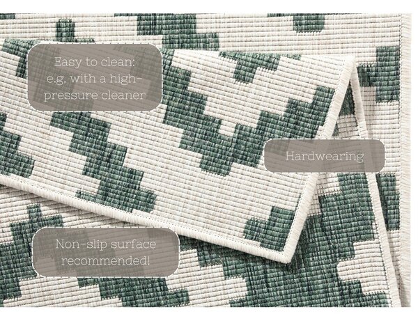 Zeleno-krem zunanja preproga NORTHRUGS Malta, 80 x 250 cm