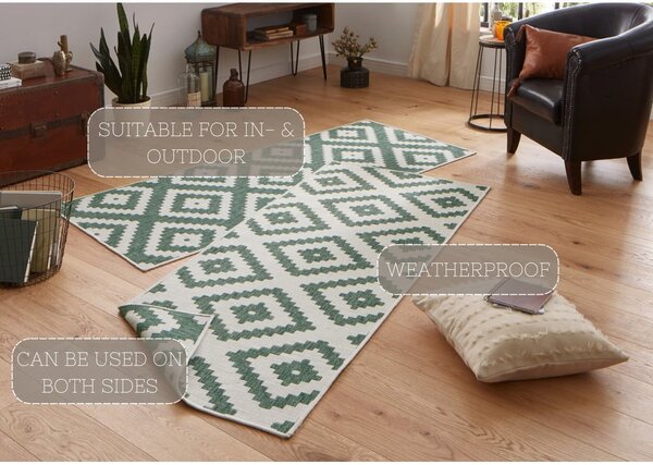Zeleno-krem zunanja preproga NORTHRUGS Malta, 80 x 250 cm
