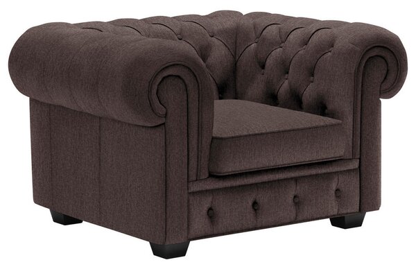CHESTERFIELD FOTELJ, temno rjava tekstil