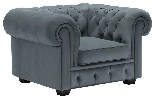 CHESTERFIELD FOTELJ, sivomodra tekstil