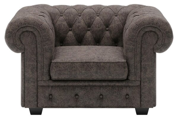 CHESTERFIELD FOTELJ, temno rjava usnje