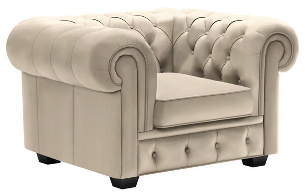 CHESTERFIELD FOTELJ, krem barve tekstil