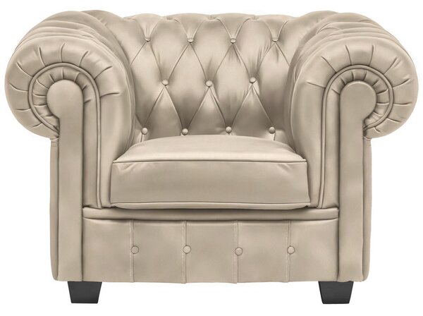 CHESTERFIELD FOTELJ, krem barve tekstil