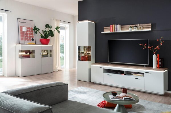 DNEVNI REGAL, bela, barve hrasta