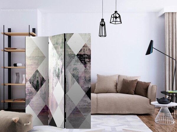 Artgeist Paravan Rhombic Chessboard, 3-Delni, Dvostranski