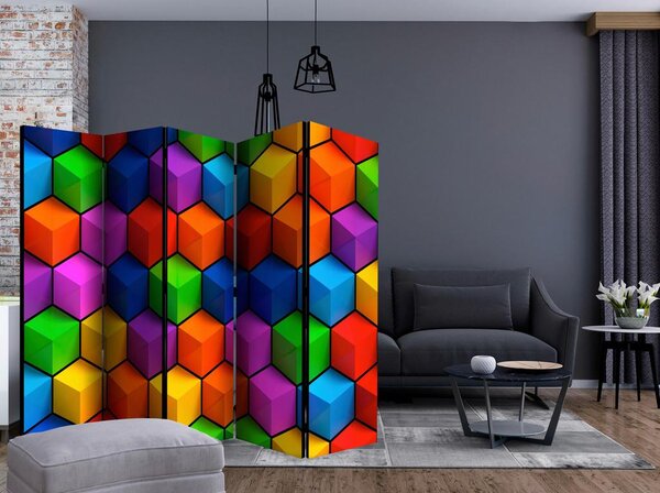 Artgeist Paravan Colorful Geometric Boxes I, 5-Delni, Dvostranski