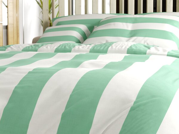 Bombažna posteljnina STRIPES bela-zelena Dimenzije posteljnine: 70 x 90 cm | 140 x 200 cm