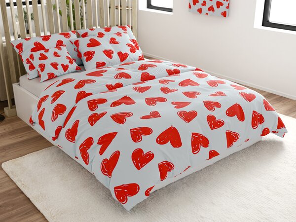 Bombažna posteljnina WARM HEART svetlo modra Dimenzije posteljnine: 70 x 90 cm | 140 x 220 cm