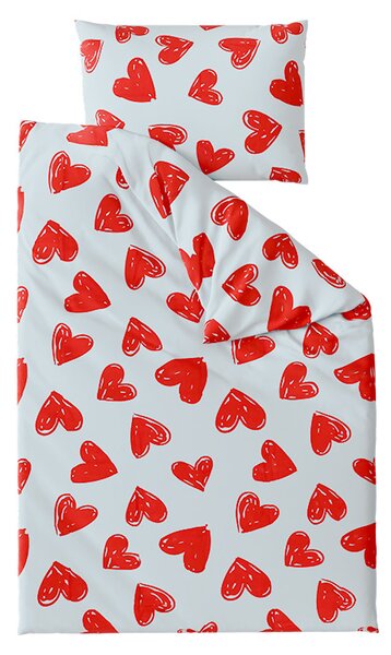 Bombažna posteljnina WARM HEART svetlo modra Dimenzije posteljnine: 70 x 90 cm | 140 x 220 cm