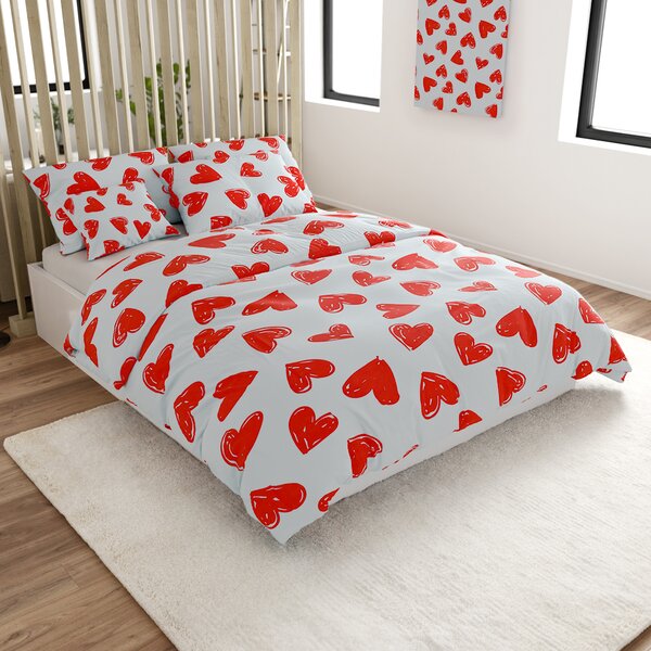 Bombažna posteljnina WARM HEART svetlo modra Dimenzije posteljnine: 70 x 90 cm | 140 x 220 cm