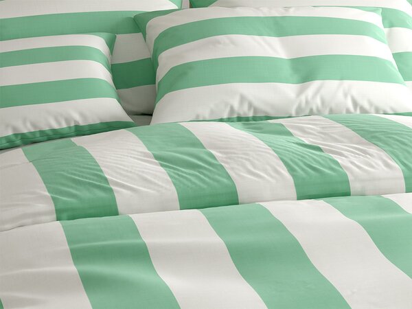 Bombažna posteljnina STRIPES bela-zelena Dimenzije posteljnine: 70 x 90 cm | 140 x 200 cm