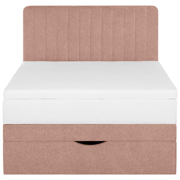 POSTELJA BOXSPRING 120 cm x 200 cm , tekstil starinsko roza