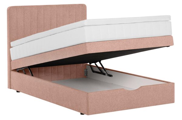 POSTELJA BOXSPRING 120 cm x 200 cm , tekstil starinsko roza