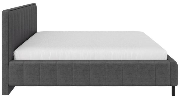 OBLAZINJENA POSTELJA 140 cm x 200 cm , tekstil antracit
