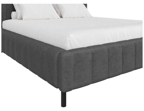 OBLAZINJENA POSTELJA 140 cm x 200 cm , tekstil antracit