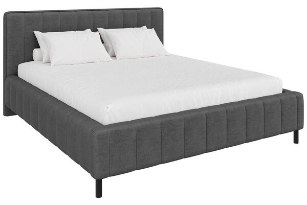 OBLAZINJENA POSTELJA 140 cm x 200 cm , tekstil antracit
