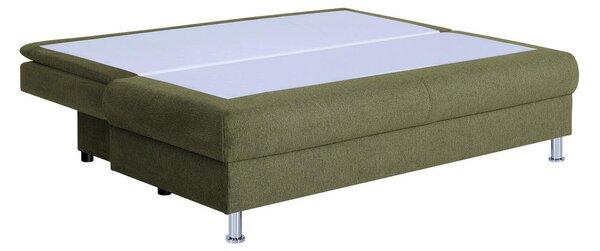 ZOFA S POSTELJNO FUNKCIJO, olivno zelena tekstil, leseni material