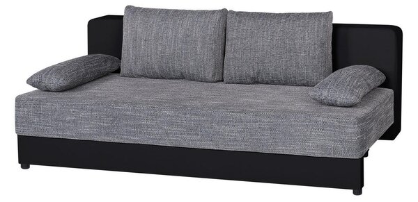 ZOFA S POSTELJNO FUNKCIJO, siva, črna tekstil, leseni material