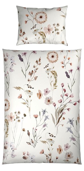 OBOJESTRANSKA POSTELJNINA Mavie 140/200 cm saten naravne barve